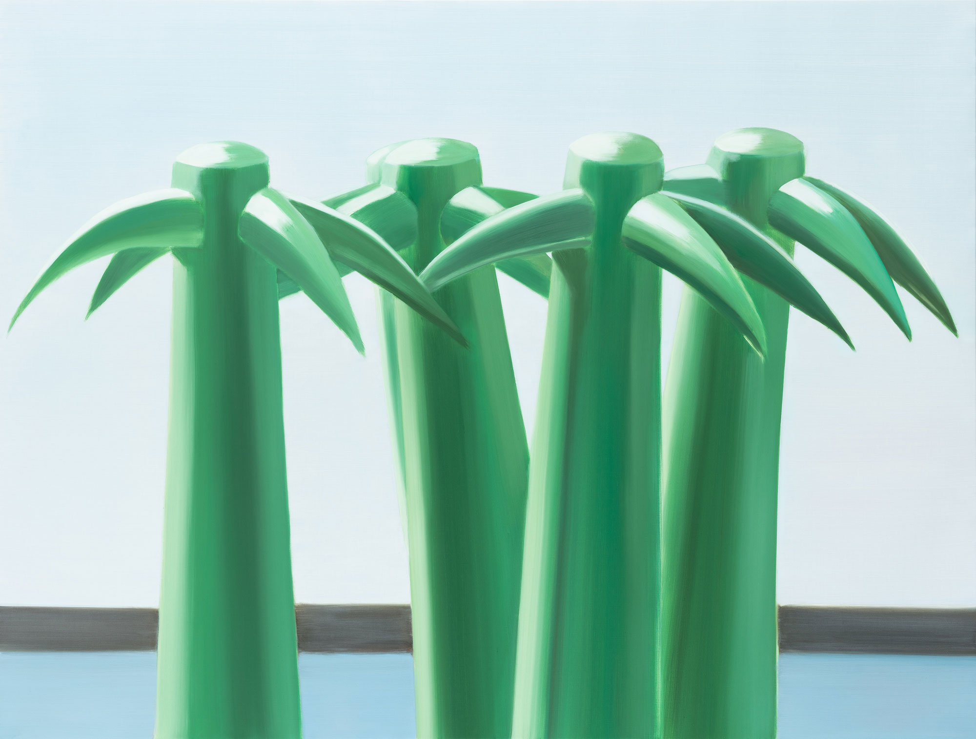 Felicija Dudoit – Inflatable Palm Trees I, 2023, oil on linen, 140x185 cm