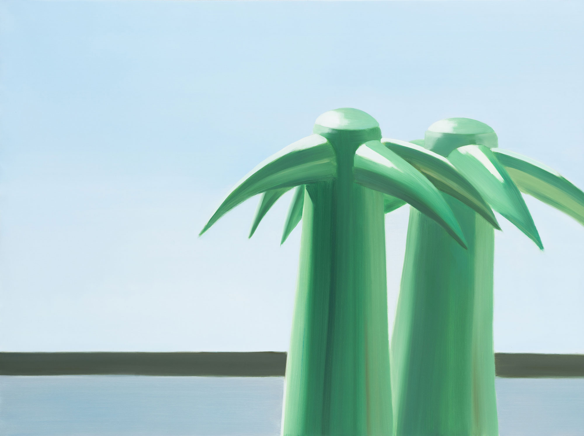 Felicija Dudoit – Inflatable Palm Trees II, 2023, oil on linen, 130x175 cm