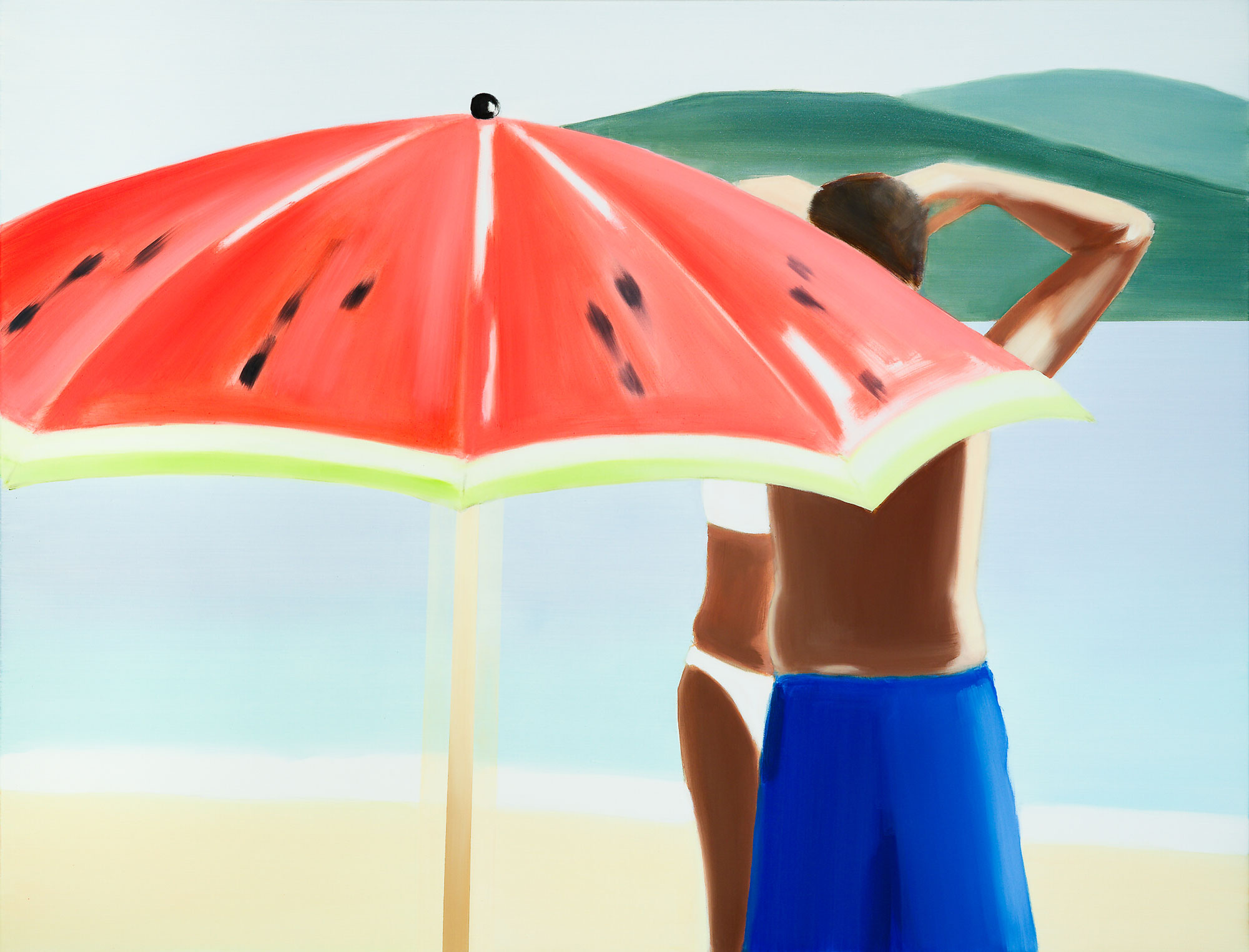 Felicija Dudoit -Watermelon Parasol and a Couple, 2025, oil on canvas, 130x170 cm