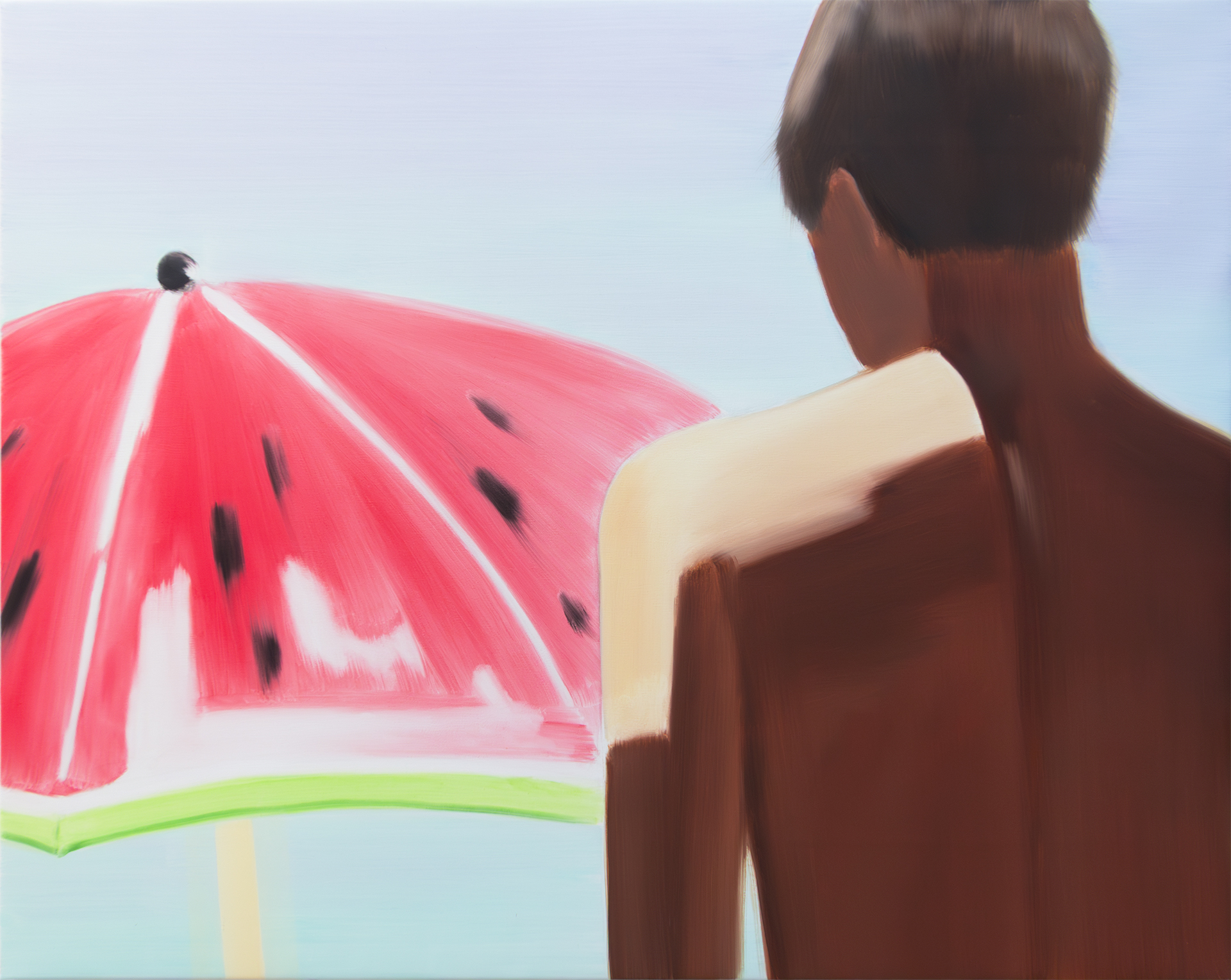 Felicija Dudoit - Boy and a Watermelon Parasol, 2026, oil on canvas, 80x100 cm