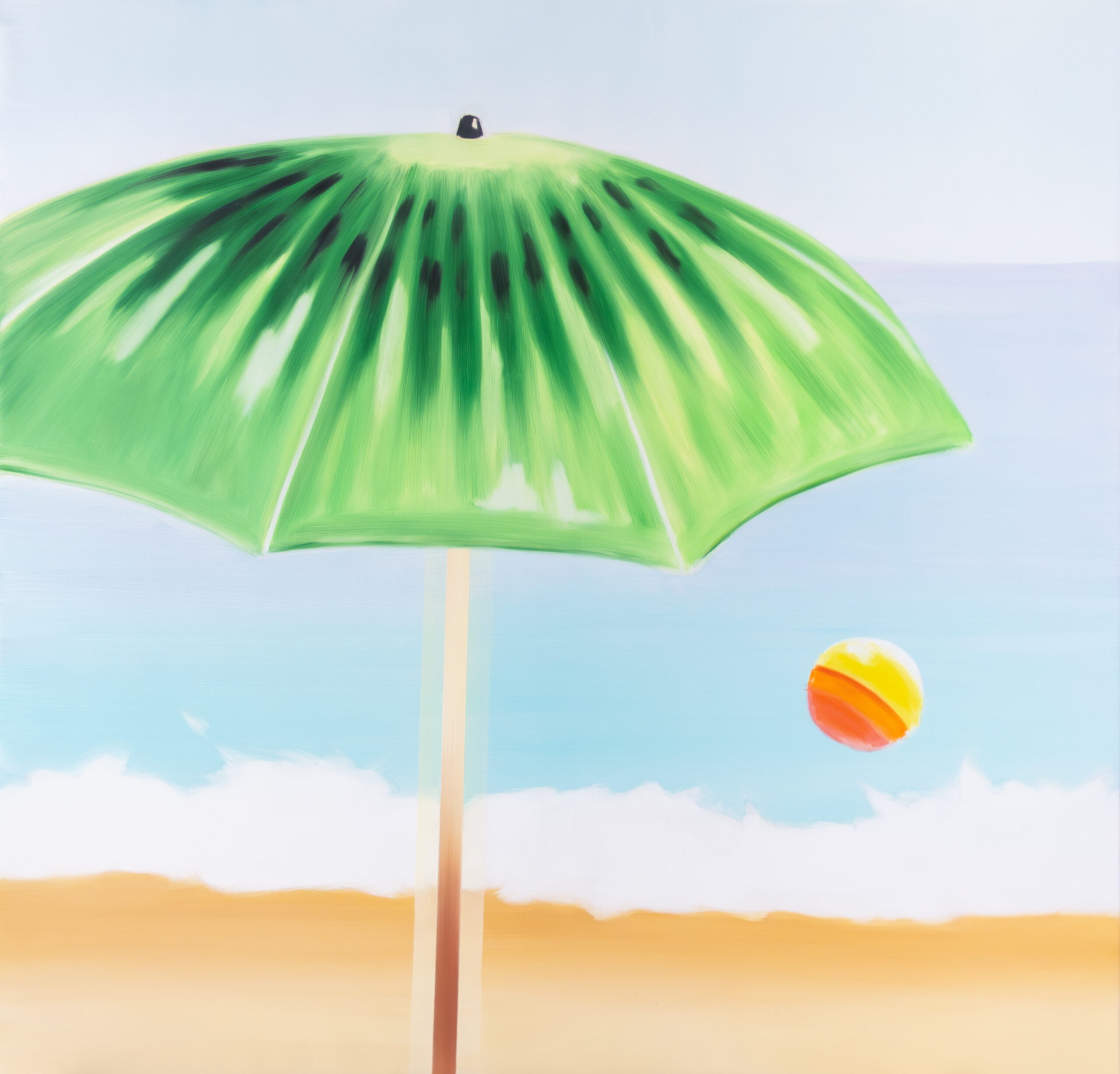 Felicija Dudoit -Kiwi Parasol, 2026, oil on canvas, 140x145 cm